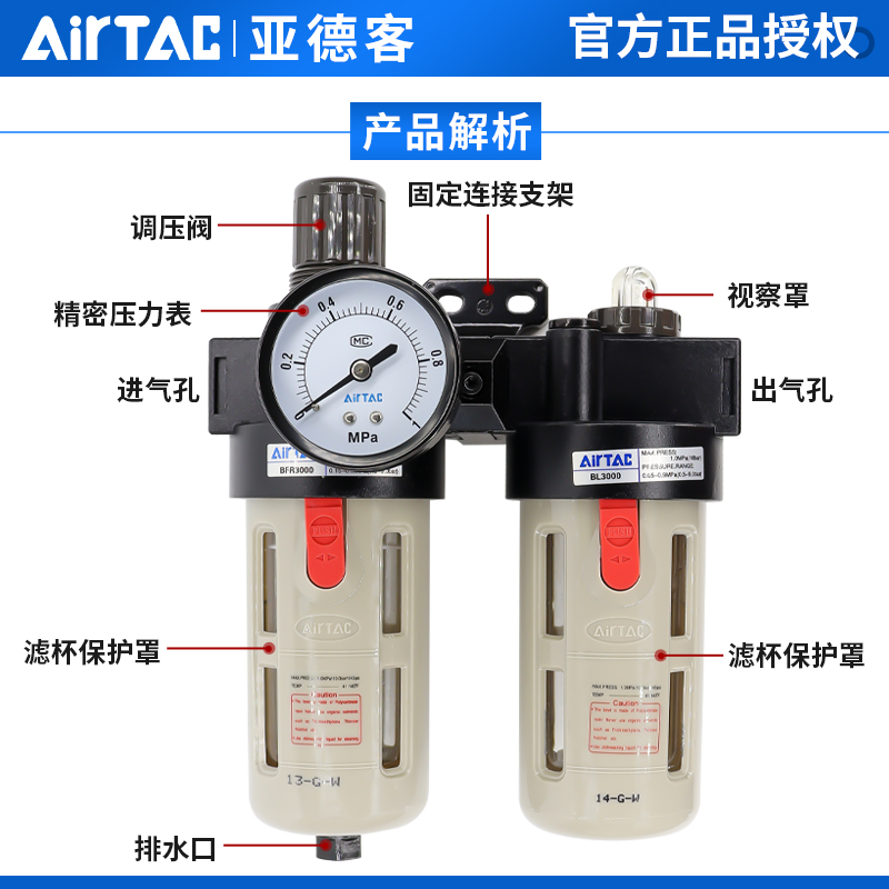 二联2000油C水气源处理器空压机件分离厂BF气动调压阀过滤器