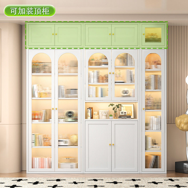 客厅家具钢制书柜带玻璃门防尘书架铁艺储物柜立柜展示柜办公书柜,淘宝优惠券,粉丝福利购,淘宝优惠卷