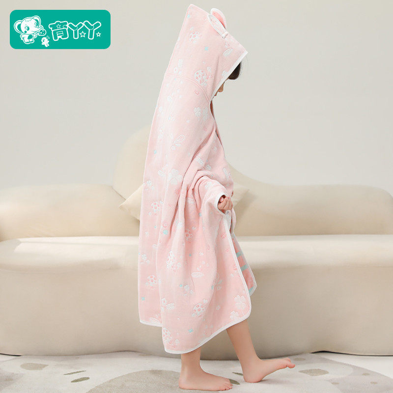纯棉纱布披风浴巾儿童斗篷浴袍宝宝带帽子洗澡游泳可穿式沙滩巾,淘宝优惠券,粉丝福利购,淘宝优惠卷