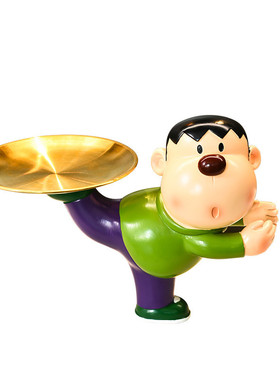 欢迎回家胖虎钥匙收纳玄关摆件门口鞋柜置物架客厅电视柜家居装饰