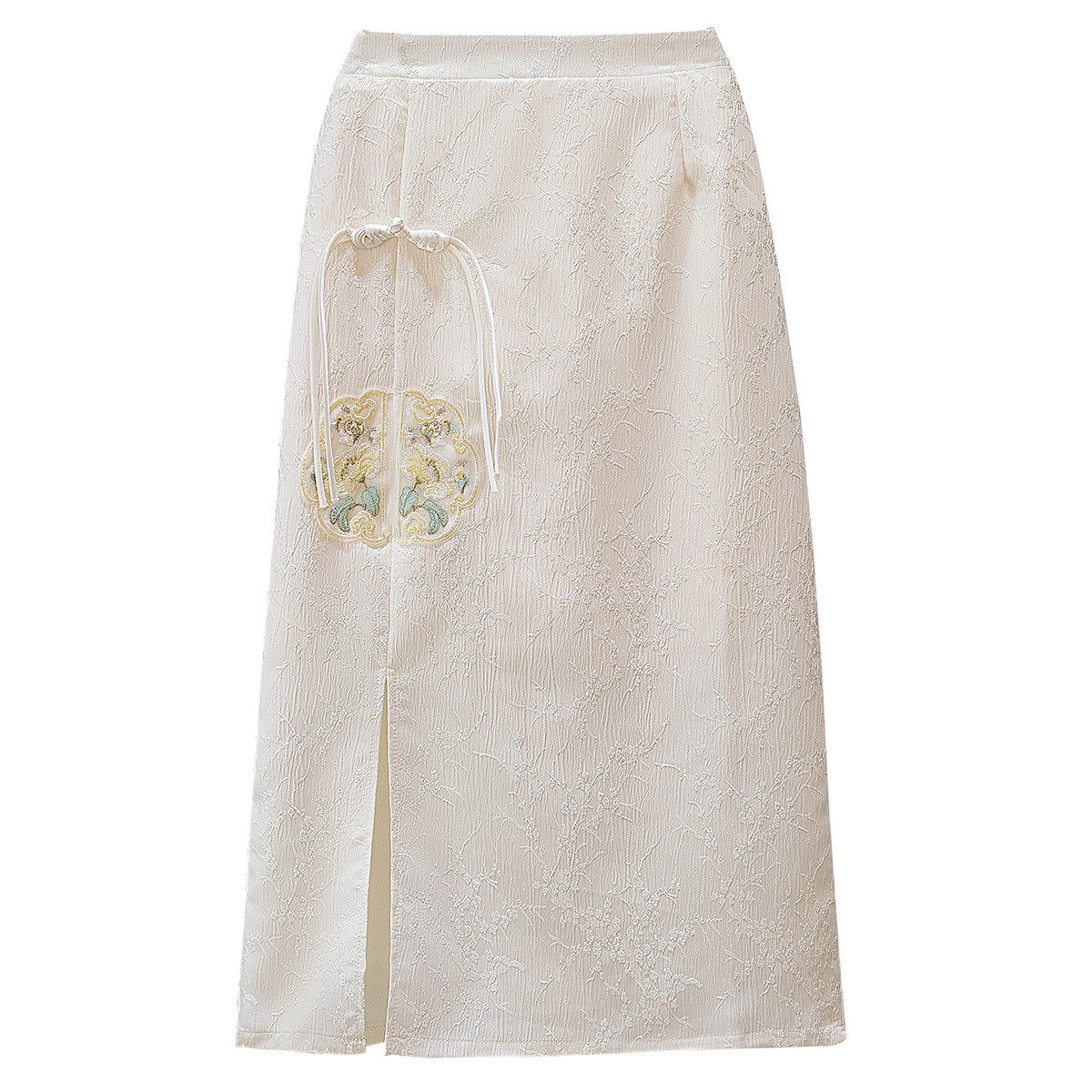 新中式国风提花缎面女夏季大码高级感中长款开叉直筒包臀裙,淘宝优惠券,粉丝福利购,淘宝优惠卷