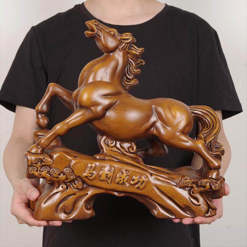 实木雕刻马到成功摆件家居客厅马工艺品办公室生肖马装饰开业礼物,淘宝优惠券,粉丝福利购,淘宝优惠卷