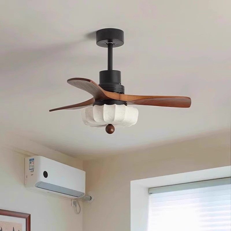 宋代美学风扇灯2025新款中古胡桃木客厅餐厅卧室灯护眼布艺吊扇灯,淘宝优惠券,粉丝福利购,淘宝优惠卷