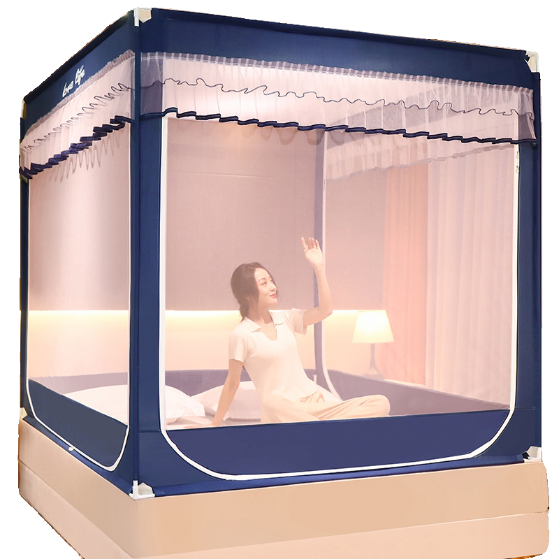 【送风扇】三开门防摔蚊帐坐床防小孩儿童掉床可挂风扇加高加密,淘宝优惠券,粉丝福利购,淘宝优惠卷