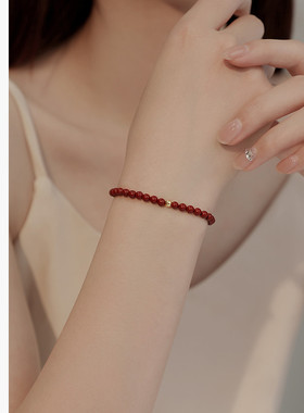 饰悟银饰金珠朱砂手串手链手饰品本命年红色新年珠子手链女款朱砂