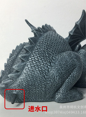 跨境热款动物西方龙花园流水喷泉摆件家居桌面树脂呆萌可爱装饰品