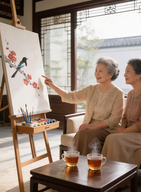 益启画新中式喜鹊梅花国画DIY