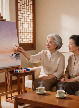 中式水墨江南山水数字油画