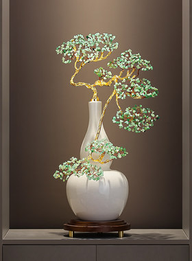 新中式玄关客厅葫芦摆件天然水晶石发财树办公室招财开业乔迁礼物