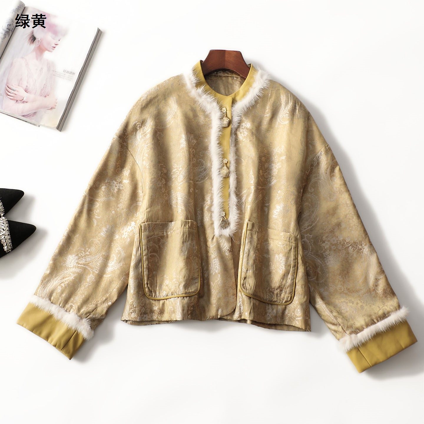 247801新款超值女装真水貂毛人丝国风提花夹棉棉衣冬长袖外套,淘宝优惠券,粉丝福利购,淘宝优惠卷