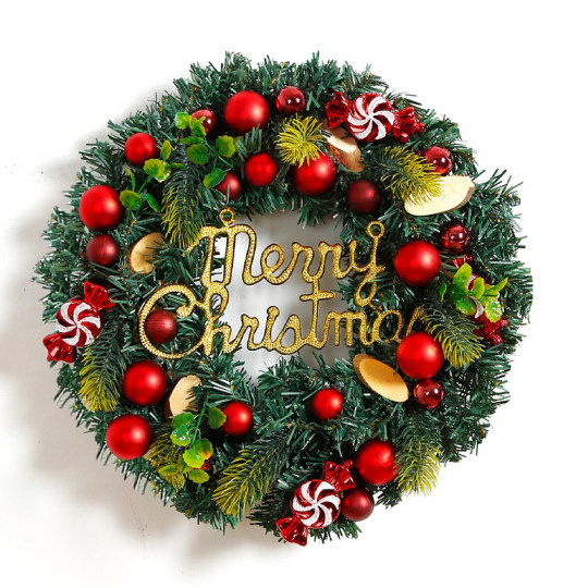 Christmas decorations wreath cane scene arrangement