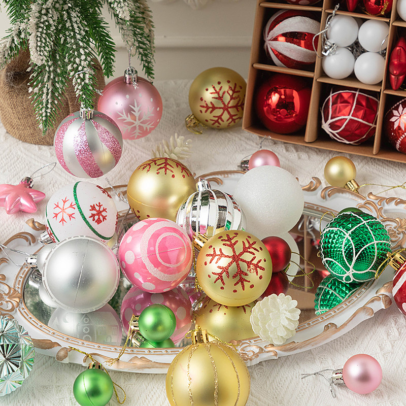 圣诞节装饰品圣诞球多多包盒装圣诞树挂件珠光磨砂彩绘球场景布置,淘宝优惠券,粉丝福利购,淘宝优惠卷