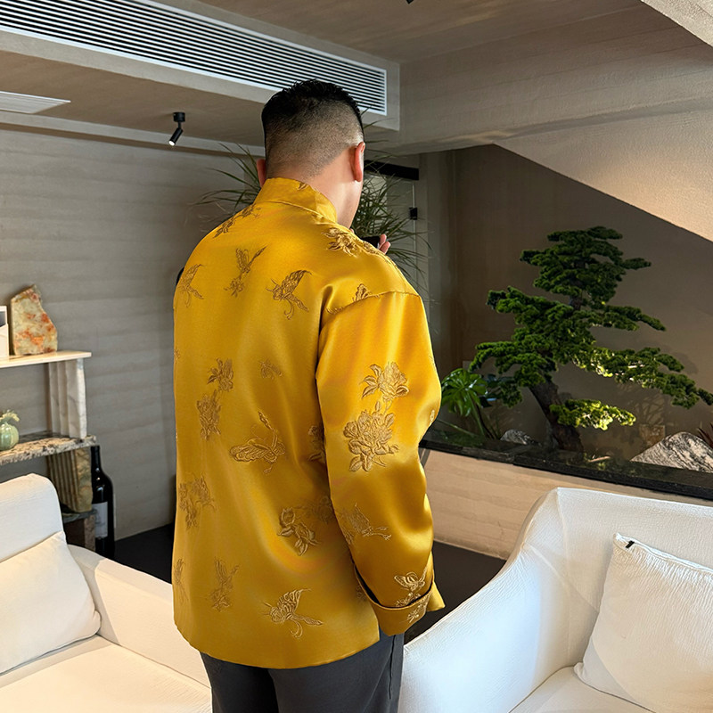 玉盘三重门新款春秋唐装羊毛丝毛缎桑蚕丝外套盘扣唐装上衣国风男,淘宝优惠券,粉丝福利购,淘宝优惠卷