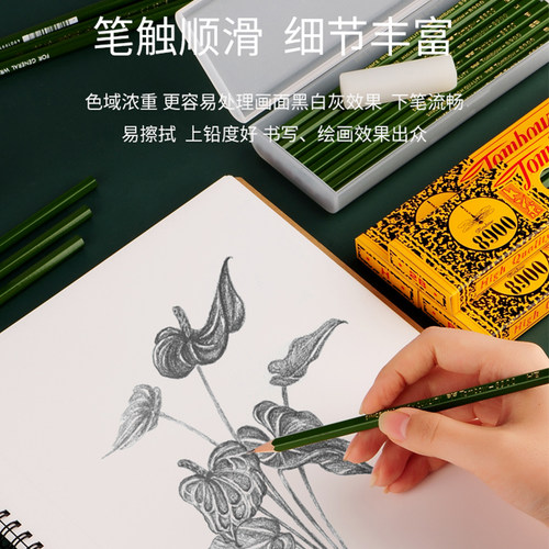 日本tombow蜻蜓8900经典书写铅笔绘画制图原木环保六角HB 2B - 图0