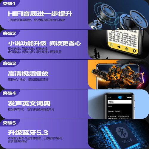 炳捷mp4音乐播放器听歌专用mp3蓝牙随身听mp5高中学生款p3p4小说 - 图2