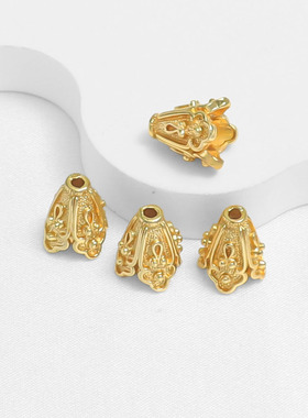 流苏帽花托沙金通孔diy饰品