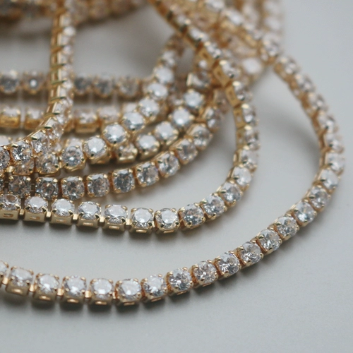 Цирконий, цепь, браслет, ожерелье, 14 карат, золотой цвет