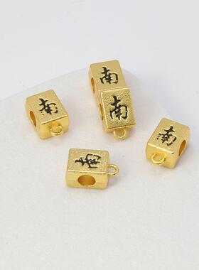 14K包金保色镶锆石麻将头