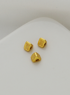 18k包金复古三角大孔珠diy