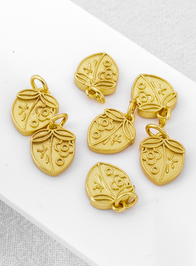 保色哑金双面桃子吊坠diy饰品