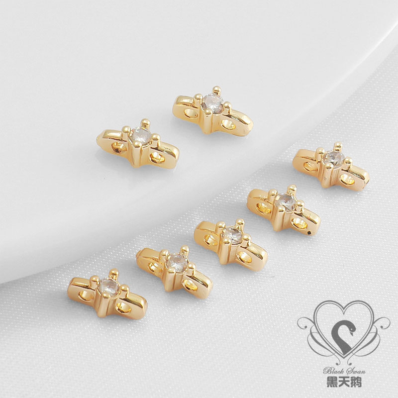 14K包金保色双孔7mm排扣双线隔片镶嵌锆石diy饰品手链项链,淘宝优惠券,粉丝福利购,淘宝优惠卷