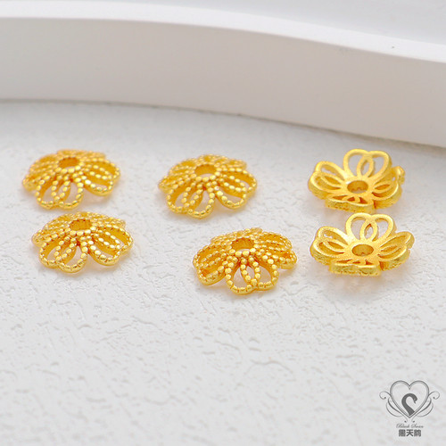 18K铜倒模包金保色多款花托帽托蕾丝珠托垫片diy手链项链饰品配件 - 图1