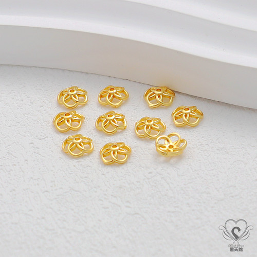 18K铜倒模包金保色多款花托帽托蕾丝珠托垫片diy手链项链饰品配件 - 图0