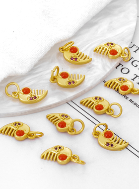 哑金保色锆石梳子吊坠diy挂件