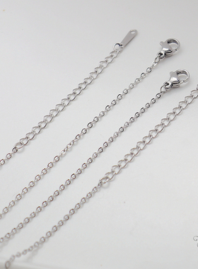 白K不锈钢铜镀金保色散o压扁0成品项链片延长链总长50厘米diy细链