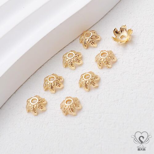 14K包金保色镀金银色多款花托帽托珠托垫隔片diy手链项链饰品配件 - 图0