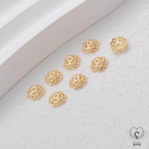 14K包金保色镀金银色多款花托帽托珠托垫隔片diy手链项链饰品配件 - 图2