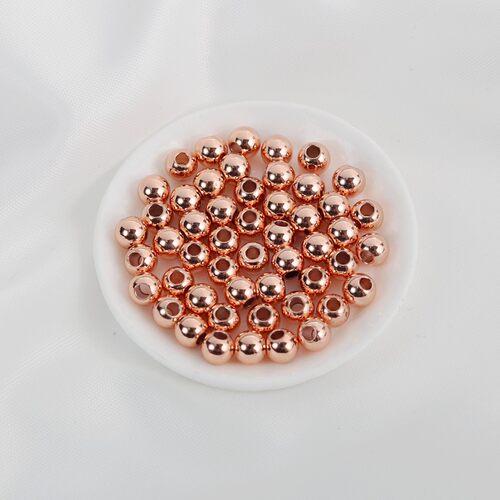 18K包金珠DIY手链保色圆珠镀K金散珠2/3/4/5/6MM（100颗一份） - 图1