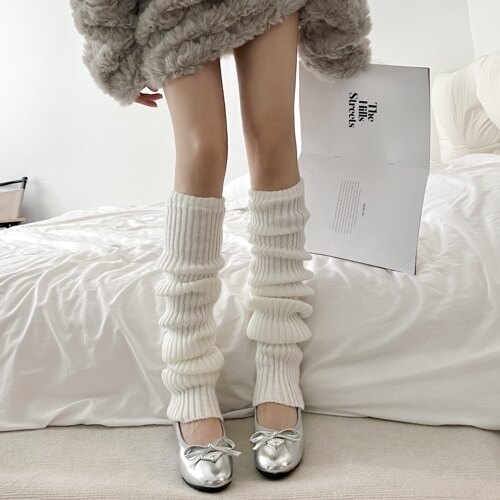 y2k堆堆袜套加长过膝长筒袜女秋冬加厚保暖小腿袜配鲨鱼裤雪地靴 - 图2