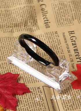 黑玛瑙细条水晶饰品玉镯子