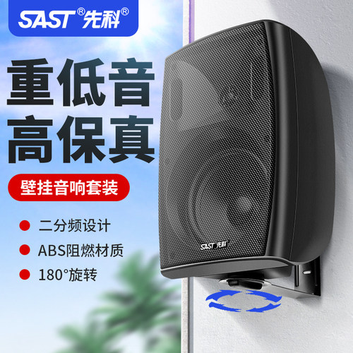 先科P6壁挂音响商店铺专用蓝牙功放套装挂墙式重低音室内餐厅音箱 - 图0