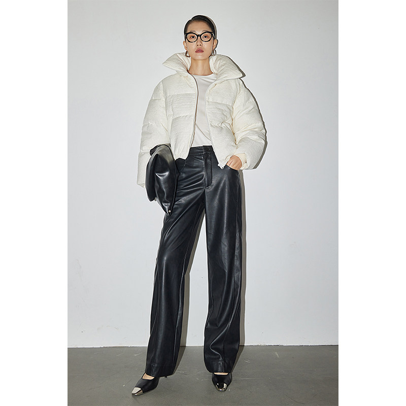 因由 高腰PU皮裤女秋冬新款时髦高级感宽松休闲裤通勤百搭直筒裤,淘宝优惠券,粉丝福利购,淘宝优惠卷