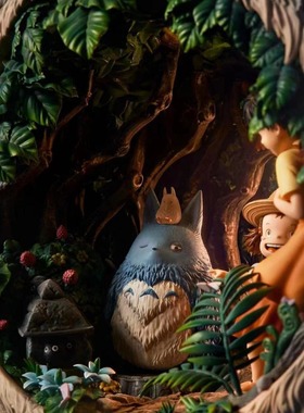 宫崎骏系列gk大龙猫全家福可发光家居送女友礼物周边动漫手办摆件