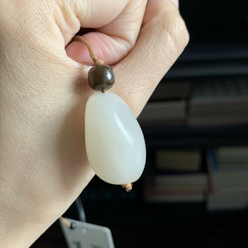 毛毛的翠/M 12390//和田玉藕粉随型挂件//350-图0