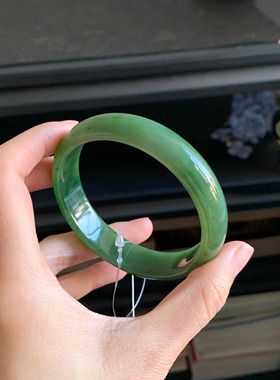 毛毛的翠//M 12738/和田玉碧玉正圈大圈手镯//58.5/2400
