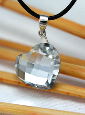 爱心水晶项链纯银饰品礼物吊坠