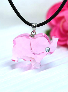 透明小象奥地利水晶纯银扣吊坠