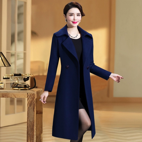 Кашемировое демисезонное длинное элитное утепленное шерстяное шерстяное пальто для матери