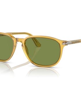 代购Persol太阳镜男士遮光防紫外线清晰视野轻便方框金属绿色镜