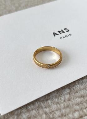 素兮925纯银镀金拉丝戒指