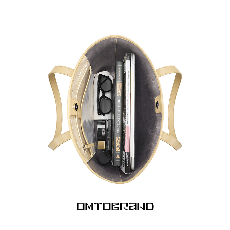 omto鹅肝黄托特包女大容量包包小众手提包大学生上课通勤包单肩包 - 图3