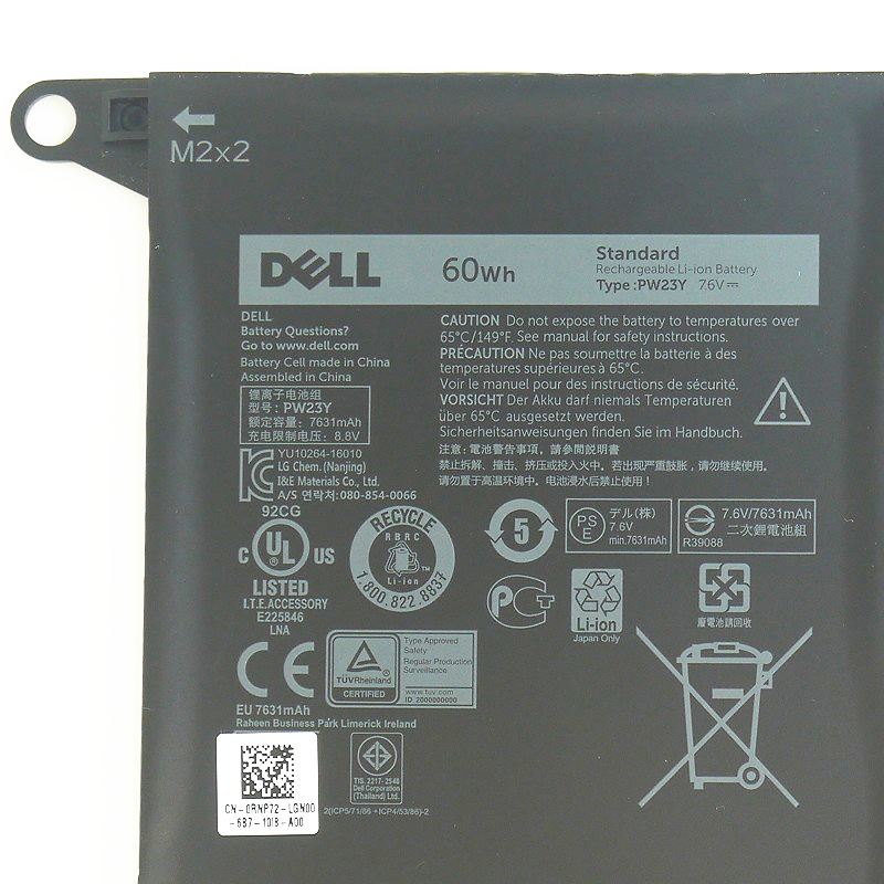 适用原装DELL 戴尔 XPS 13 9360 PW23Y P54G 内置 笔记本电池60WH - 图0