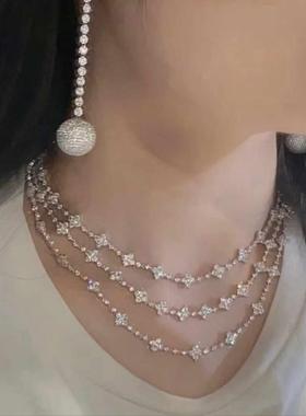 高级四叶草夸张项链925纯银颈链