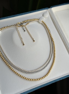 金色珍珠百搭短款项链颈链