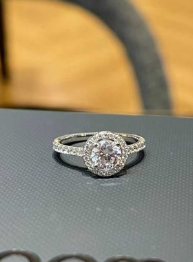 超闪925纯银圆形锆石戒指