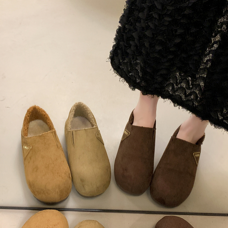 百搭两穿加绒休闲洋气时尚2025秋冬保暖一脚蹬勃肯女鞋 - 图3